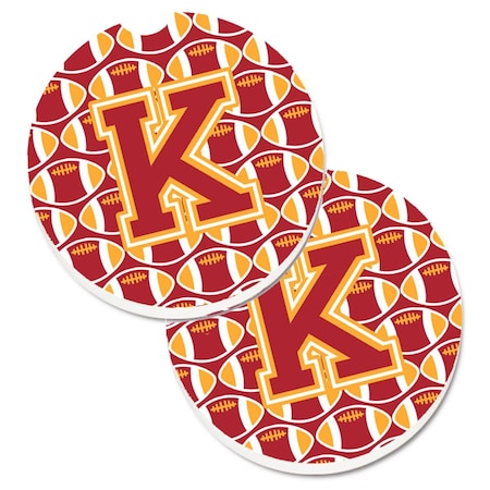 Carolines Treasures Letter K Football Cardinal and Gold  Cup Holder Car Coaster, PK2 CJ1070-KCARC